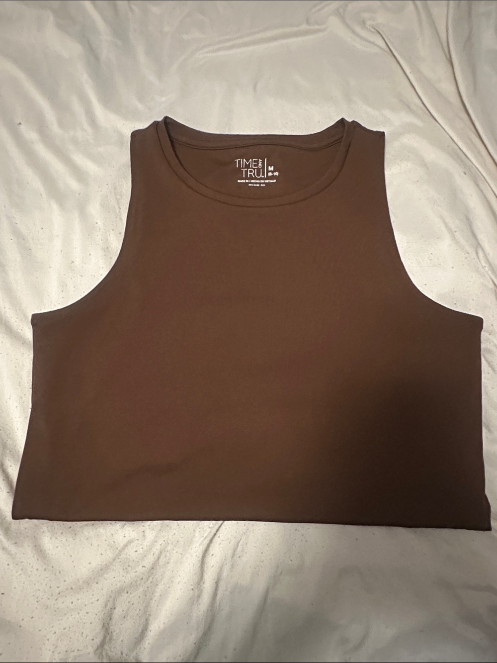 Time and Tru Chocolate Brown Sleeveless Cropped Bodysuit